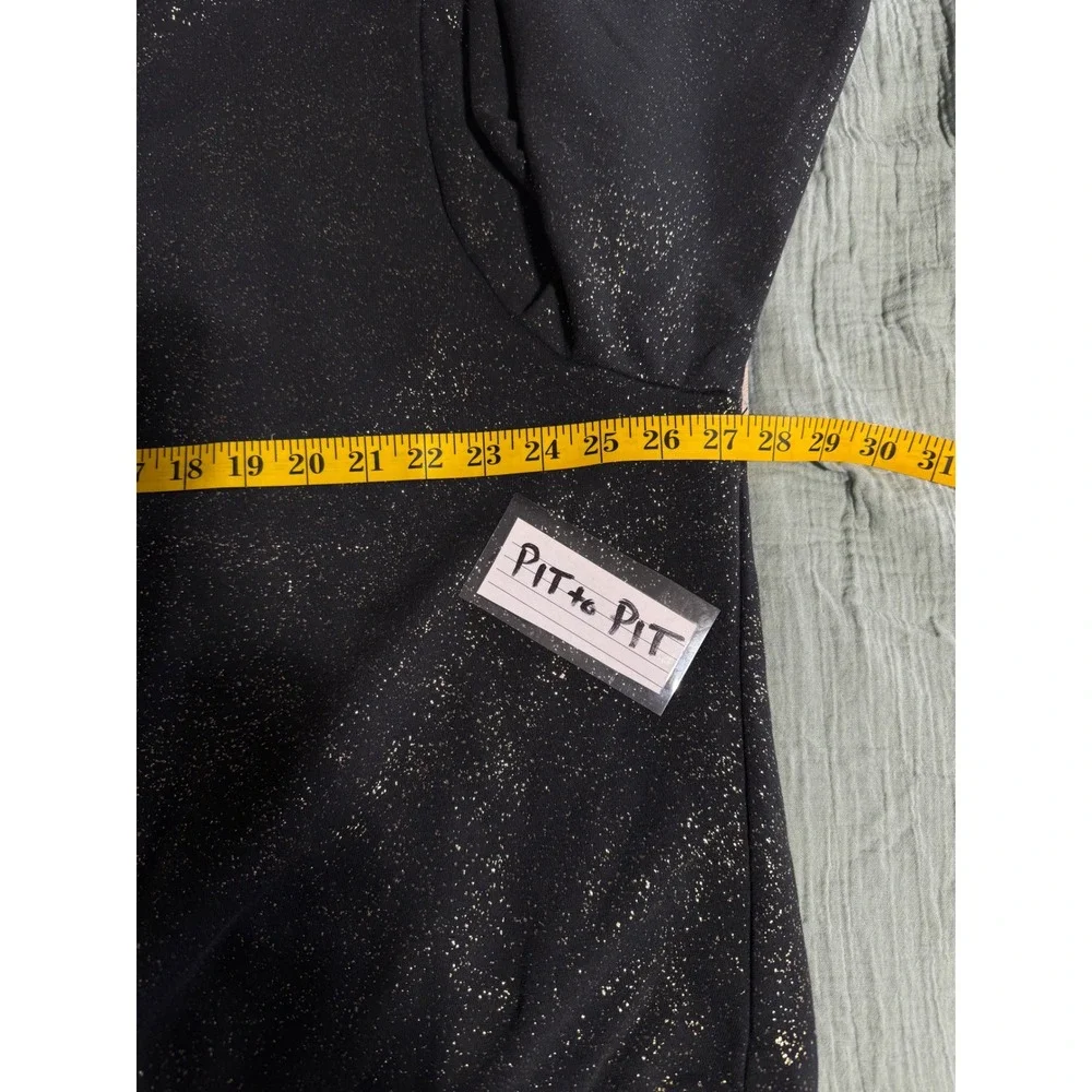 Nike Sweatshirt Womens 2X Black Stardust Gold Metallic Fleece Crewneck‎ Sporty